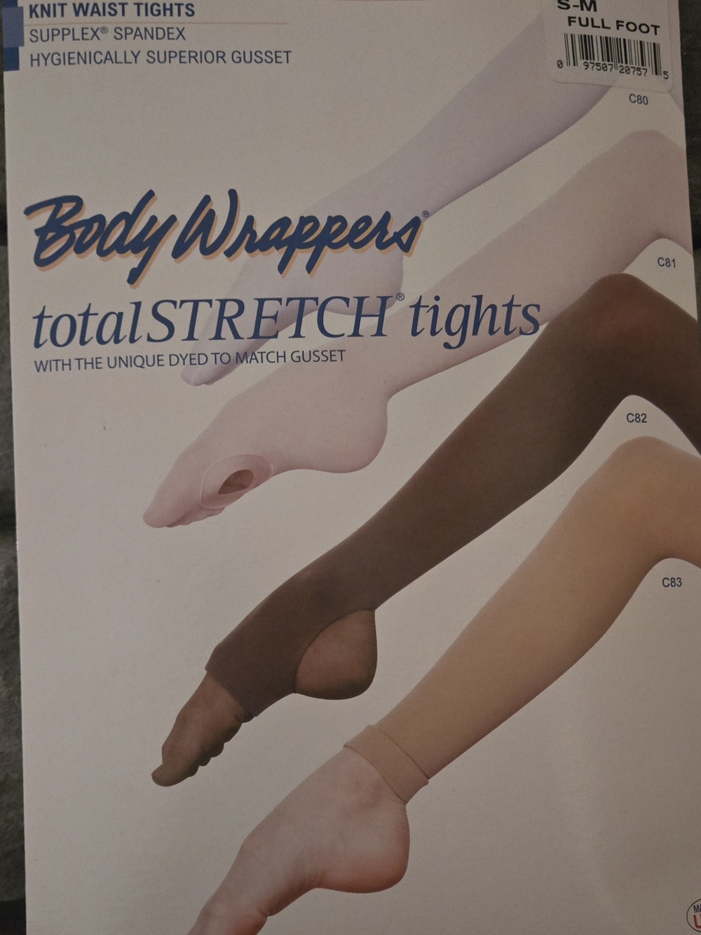 Body Wrappers totalSTRETCH Tights in Theatrical Pink C80 Knit Waist Full Foot